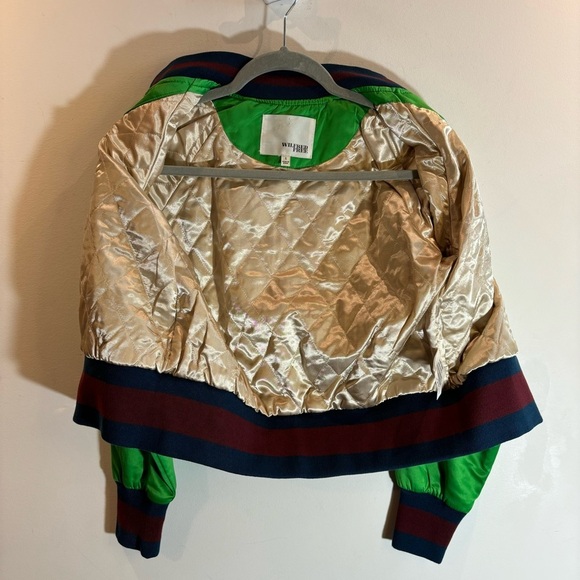 WILFRED Sz S Toulin Peacock Embroidered Quilted Lining Bomber Jacket NEW - Picture 9 of 12